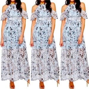Vince Camuto Chiffon Cold Shoulder Maxi Dress